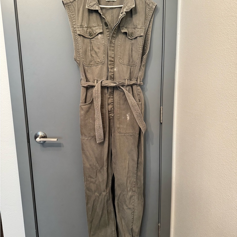 Free People Olive Green Utility Jumpsuit